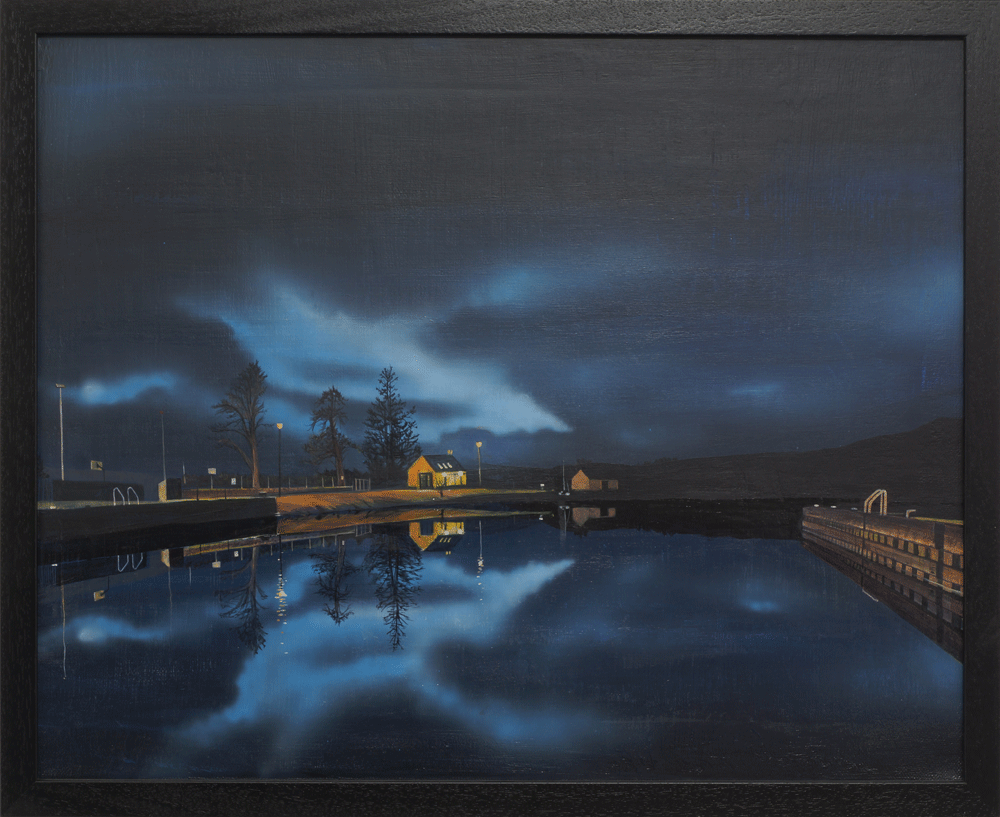 Angus Grant painting of the Caledonian Canal at Fort Augustus