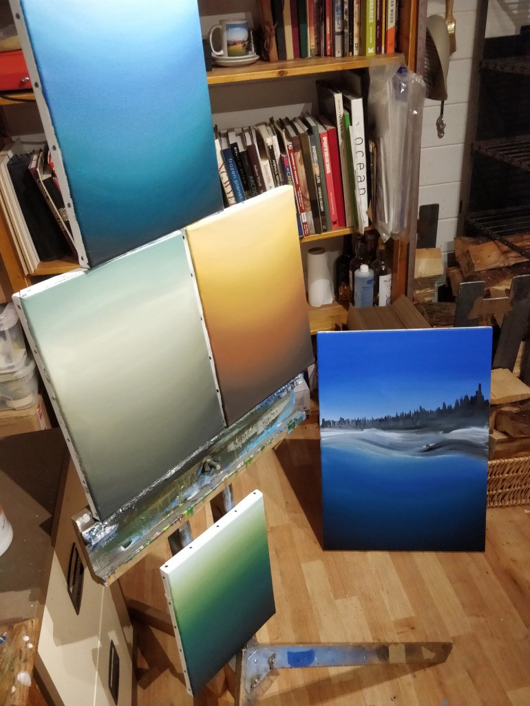 Starting more paintings in the studio