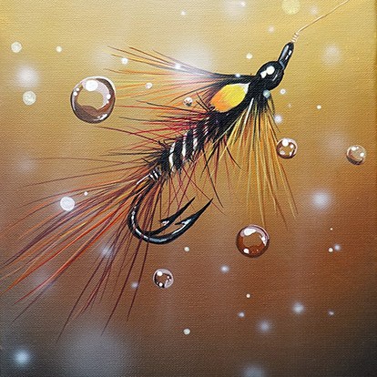 Claret Shrimp painting by Angus Grant