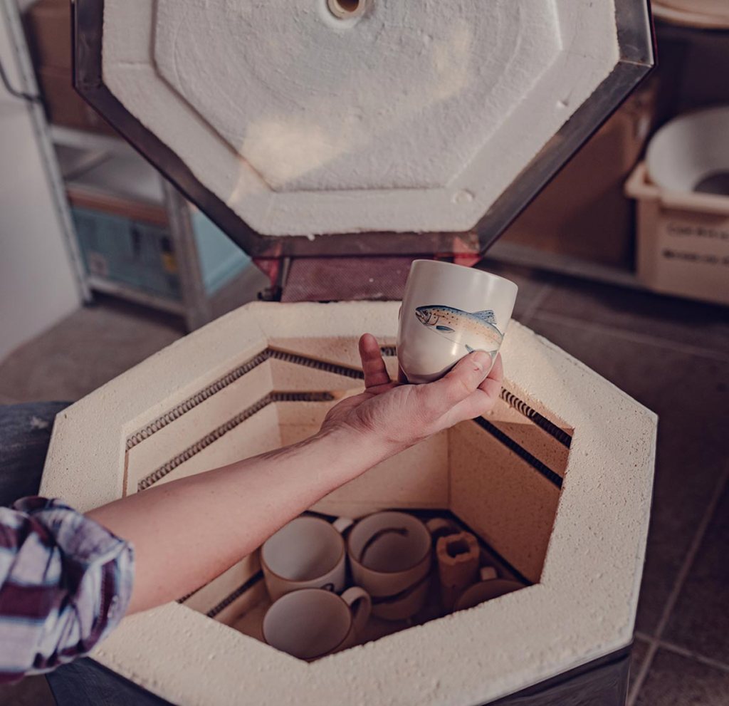 Mugs out of the kiln by Angus Grant Art