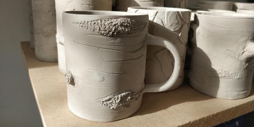 Tree mugs for the kiln by Angus Grant Art