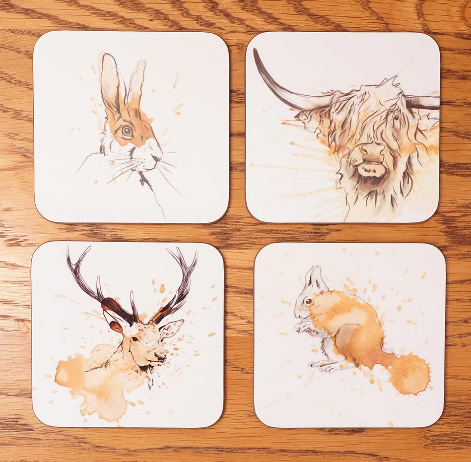 ArTea Scottish Wildlife Coasters by Angus Grant Art