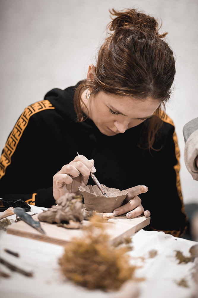 Making pots at Yoga and Ceramics workshop