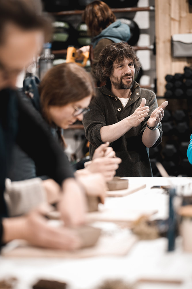 Making pots at Yoga and Ceramics workshop