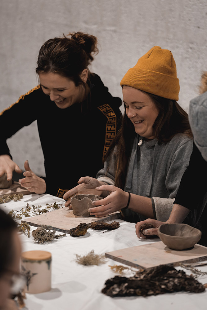 Making pots at Yoga and Ceramics workshop