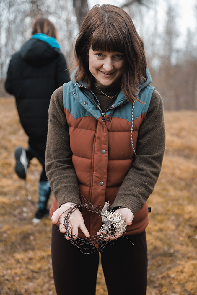 Collecting materials at yoga and ceramics workshop