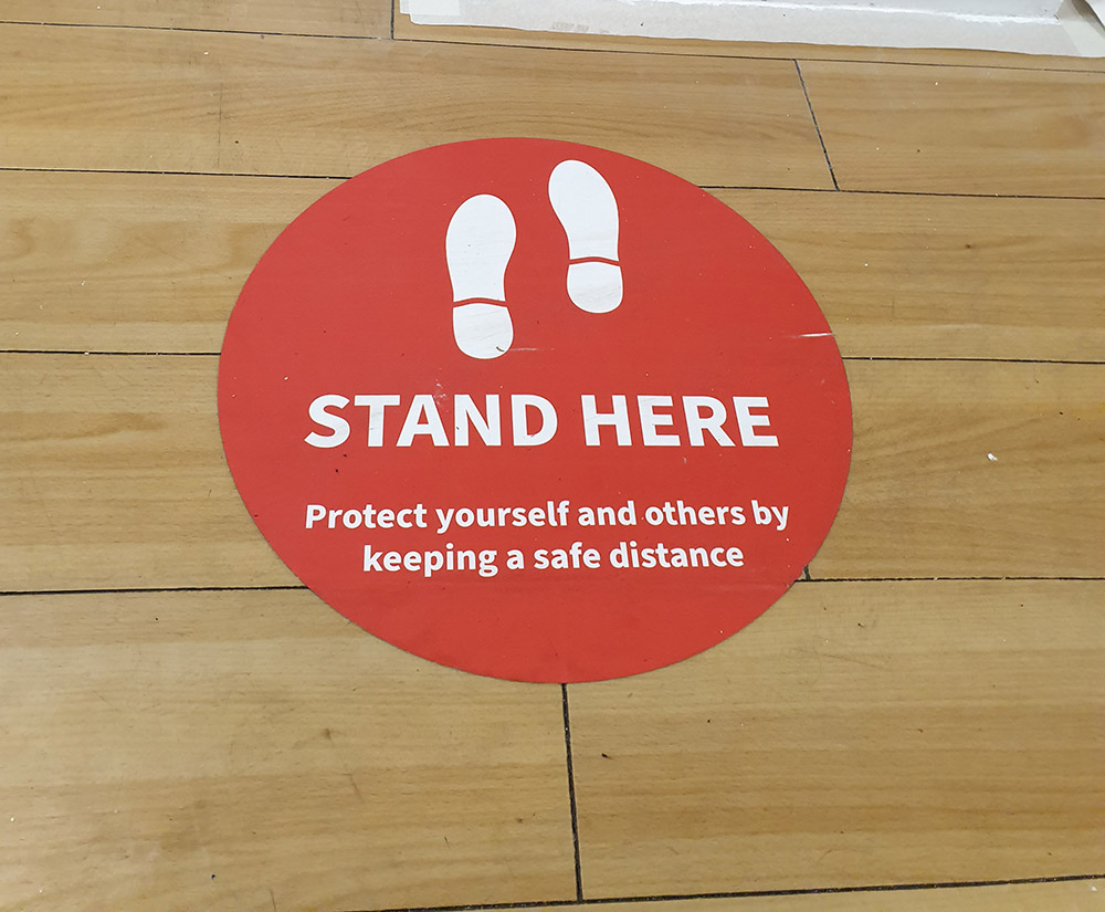 Stand Here sticker, former Bank of Scotland